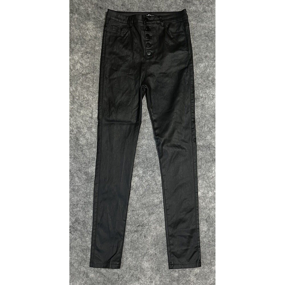 Applelot Waxed Jeggings Women's S Black Stretch Pockets High Rise